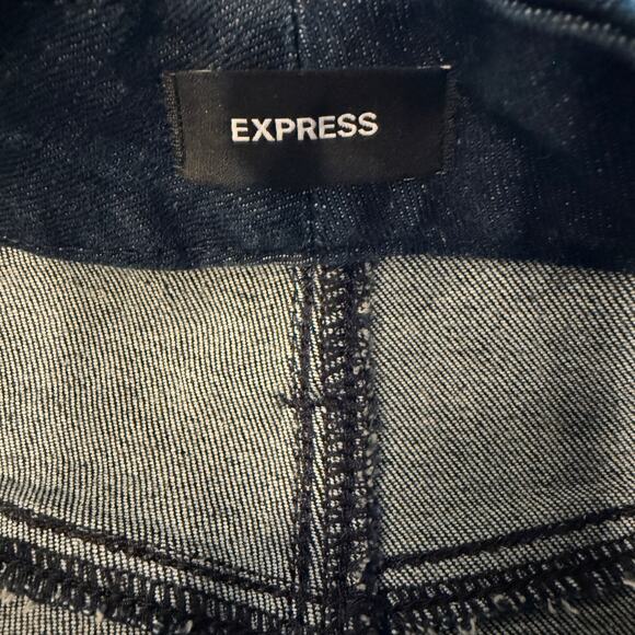 Express High Rise Flare Jeans Dark Wash 4 Small Hyper Stretch Casual Everyday - Picture 4 of 7